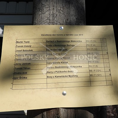 Výcvikový den Polských honičů v Lípě nad Dřevnicí 11.5.2019
